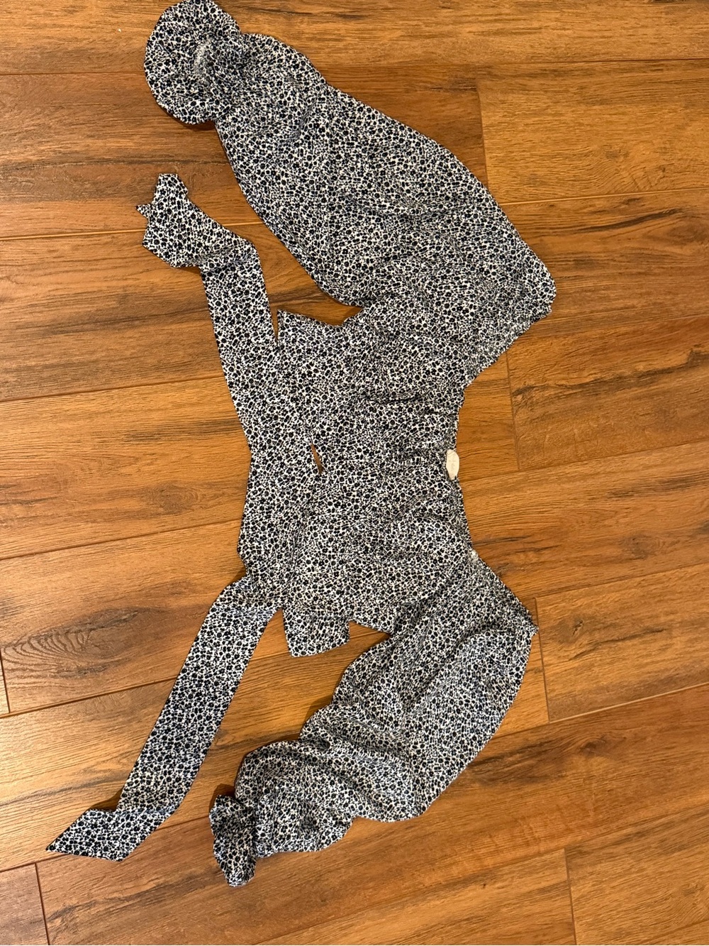 Smocked Waist Black & White Floral crop Top